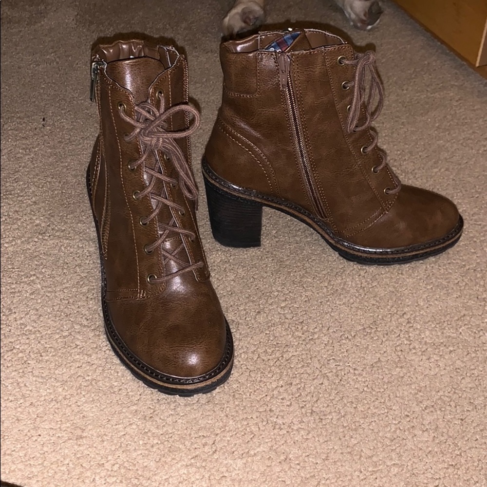 Brown leather boots